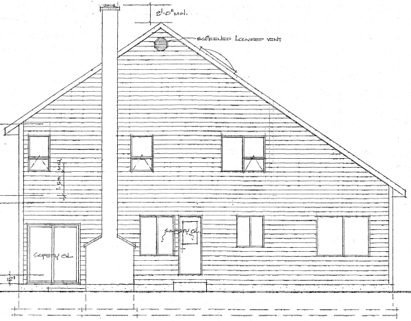 Rear Elevation for House Plan #200277