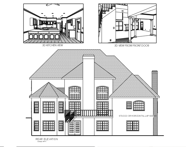 Rear Elevation for House Plan #271192