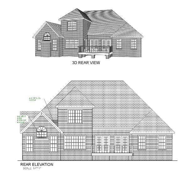 Rear Elevation for House Plan #277062