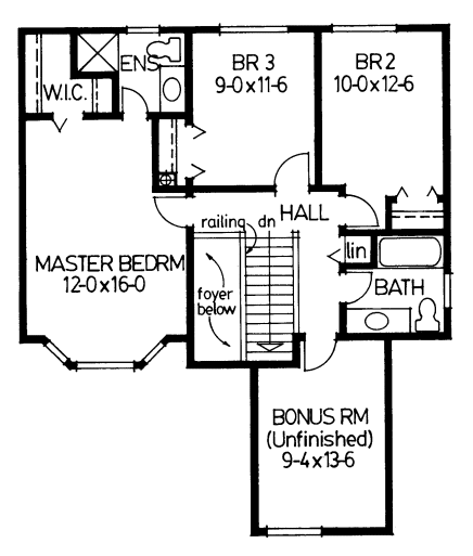 Second Floor Plan for House Plan #200271