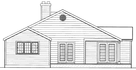 Rear Elevation for House Plan #382079