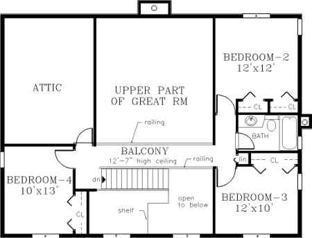Second Floor Plan for House Plan #380379