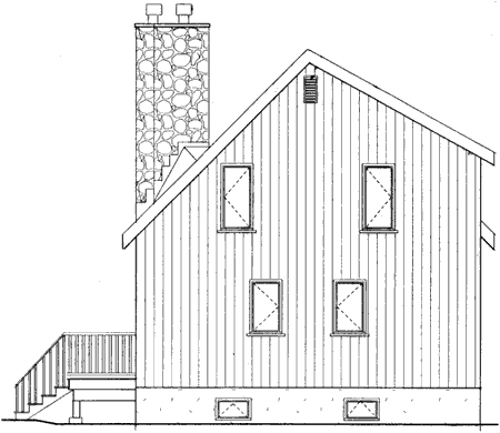 Rear Elevation for House Plan #384089