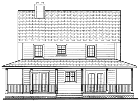 Rear Elevation for House Plan #384189