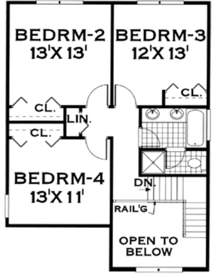 Second Floor Plan for House Plan #381099