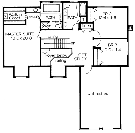 Second Floor Plan for House Plan #200248