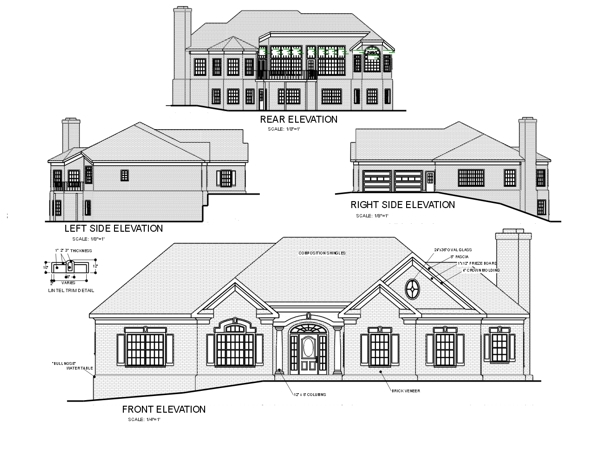 Rear Elevation for House Plan #270222