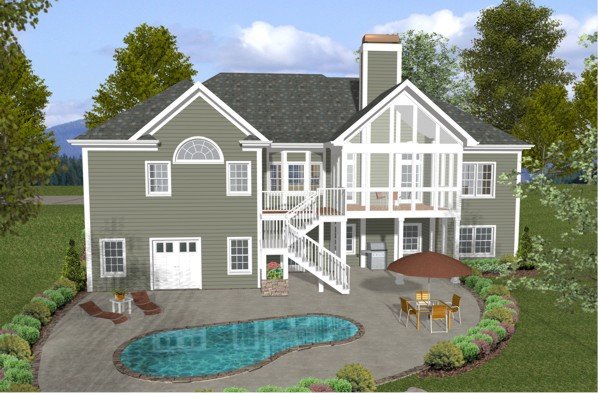 Rear Elevation for House Plan #274202