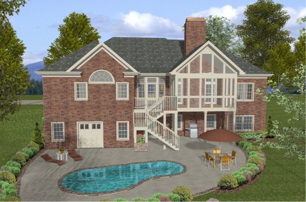 Rear Elevation for House Plan #276202