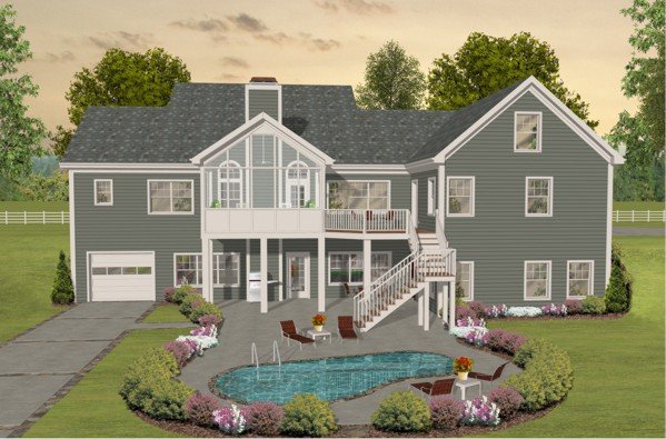 Rear Elevation for House Plan #271212