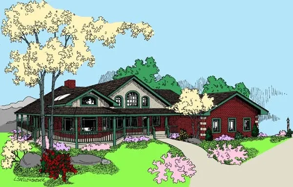 Full Rendering for House Plan #164210