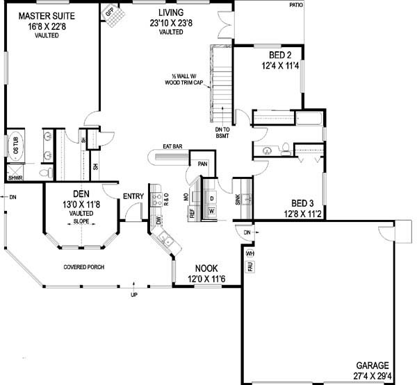 Main Floor Plan for House Plan #169100