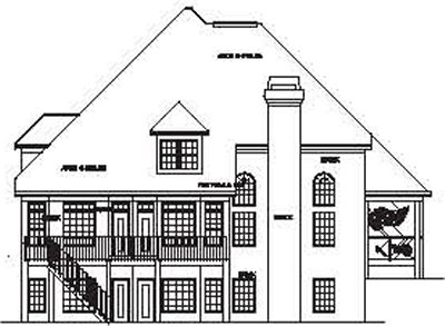 Rear Elevation for House Plan #394400