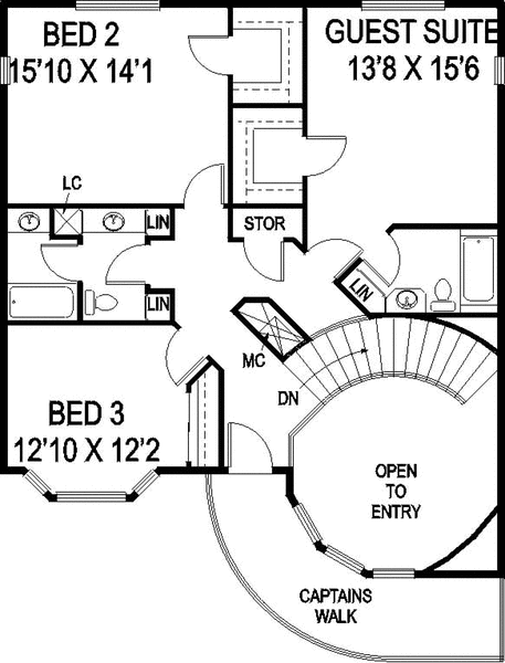 Second Floor Plan for House Plan #169690