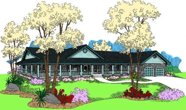 Full Rendering for House Plan #166590