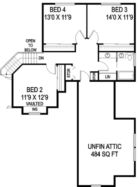 Second Floor Plan for House Plan #161390