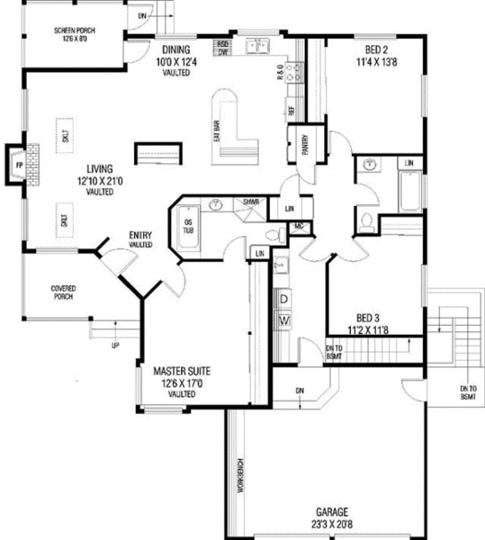 Main Floor Plan for House Plan #168180