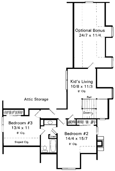 Second Floor Plan for House Plan #110102