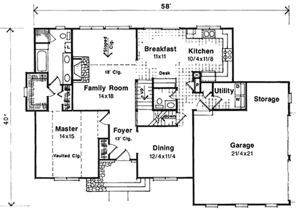 Main Floor Plan for House Plan #114202