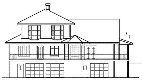 Rear Elevation for House Plan #164060