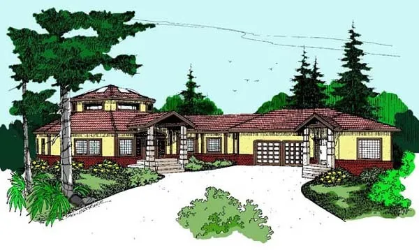Full Rendering for House Plan #163550