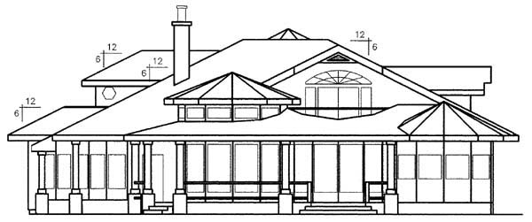 Rear Elevation for House Plan #164050