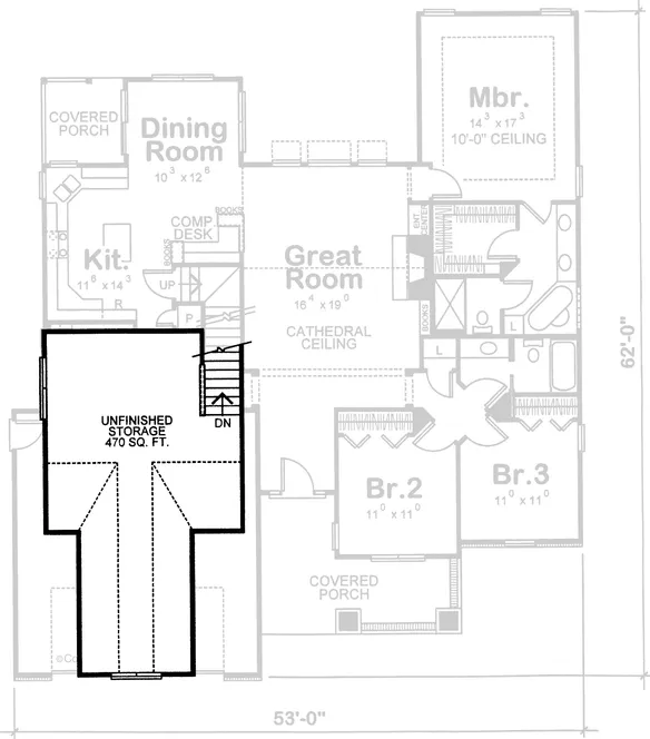 Attic Plan for House Plan #150281