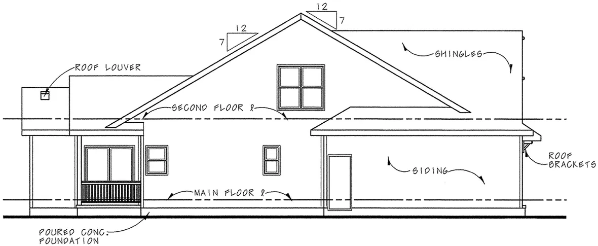 Left Elevation for House Plan #150281