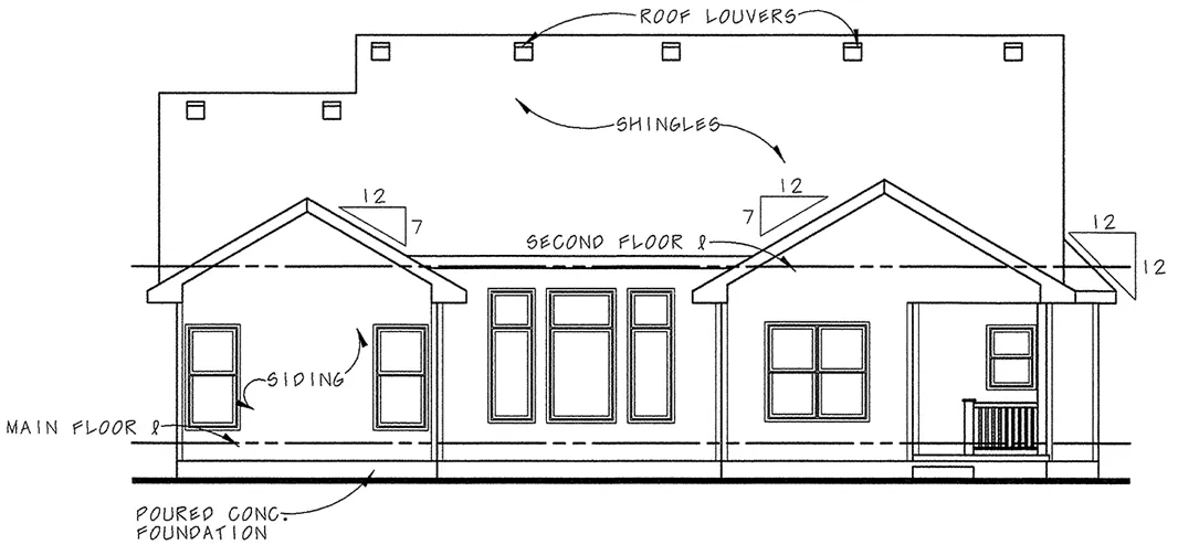 Rear Elevation for House Plan #150281