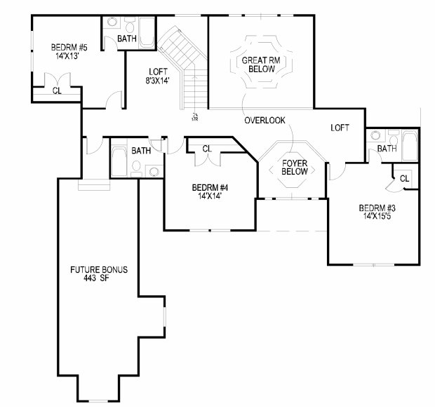 Second Floor Plan for House Plan #396110