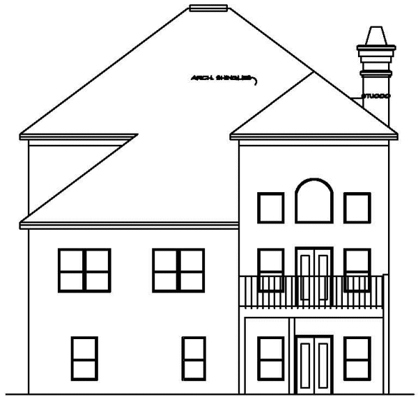 Rear Elevation for House Plan #397120