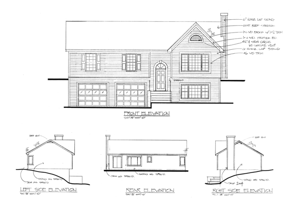 Rear Elevation for House Plan #270141