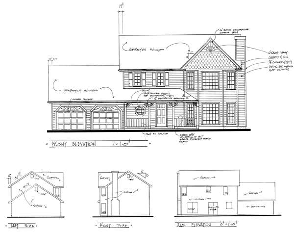Rear Elevation for House Plan #274151