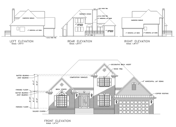 Rear Elevation for House Plan #273171