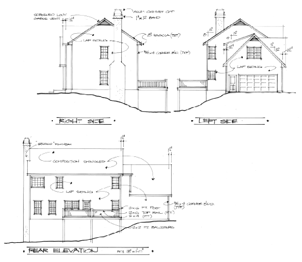 Rear Elevation for House Plan #275091