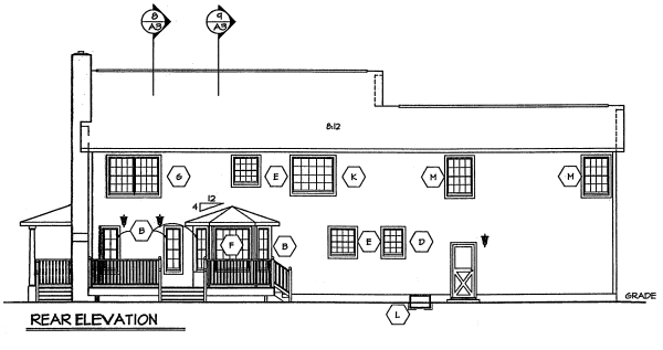 Rear Elevation for House Plan #183374