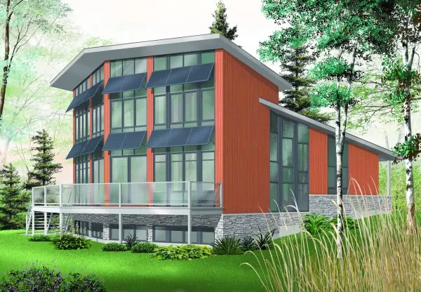 Rear Elevation for House Plan #140593