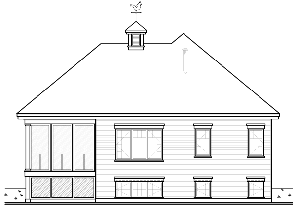 Rear Elevation for House Plan #149493
