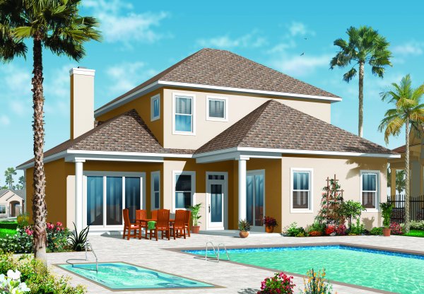 Rear Elevation for House Plan #148163