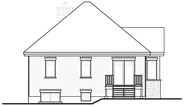 Rear Elevation for House Plan #144233
