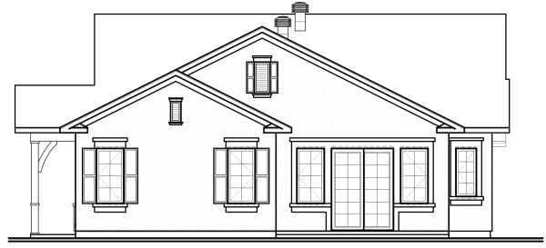 Rear Elevation for House Plan #142523