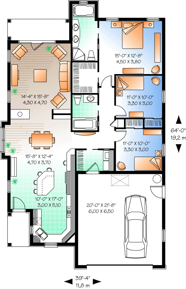 Main Floor Plan for House Plan #148423