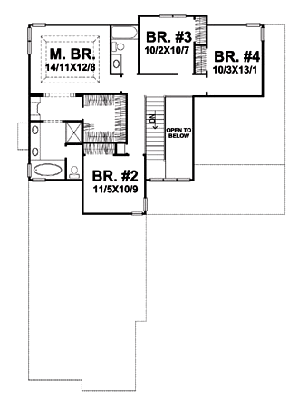 Second Floor Plan for House Plan #293002