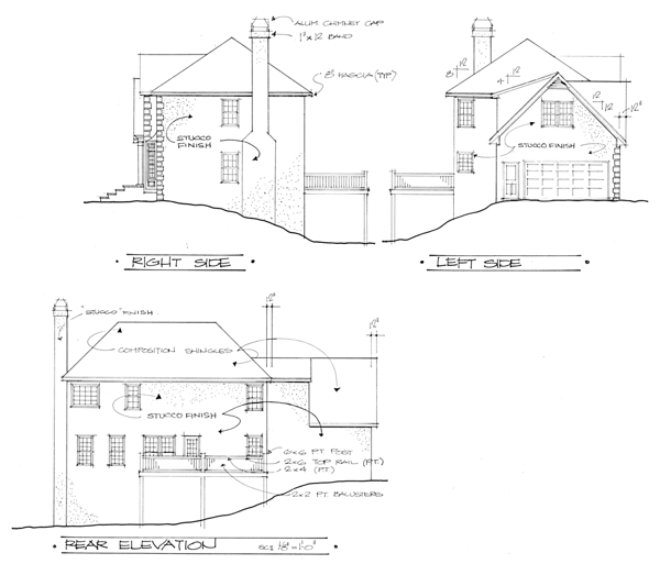 Rear Elevation for House Plan #275102
