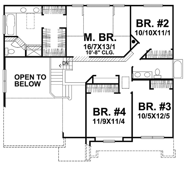 Second Floor Plan for House Plan #299302