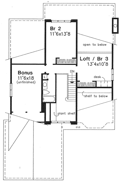 Second Floor Plan for House Plan #291002