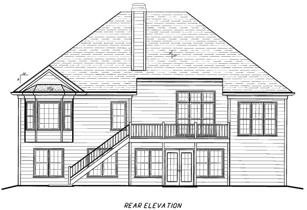 Rear Elevation for House Plan #120481