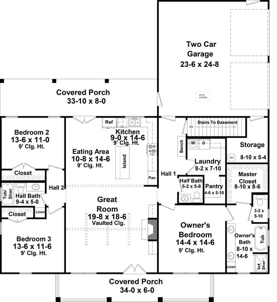 Main Floor Plan for House Plan #211800
