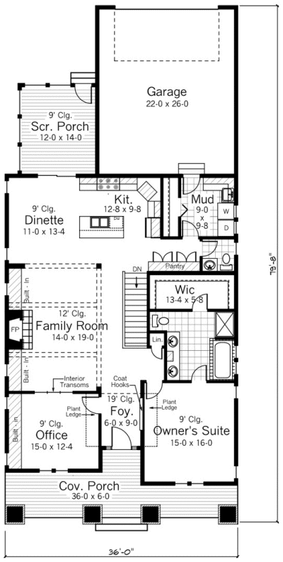 Main Floor Plan for House Plan #289061