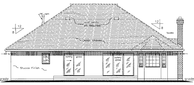 Rear Elevation for House Plan #131698